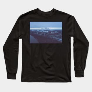 Heat and power plant under dark cloudy sky Long Sleeve T-Shirt